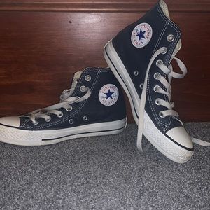 Vintage Blue Leather High Top Converse!